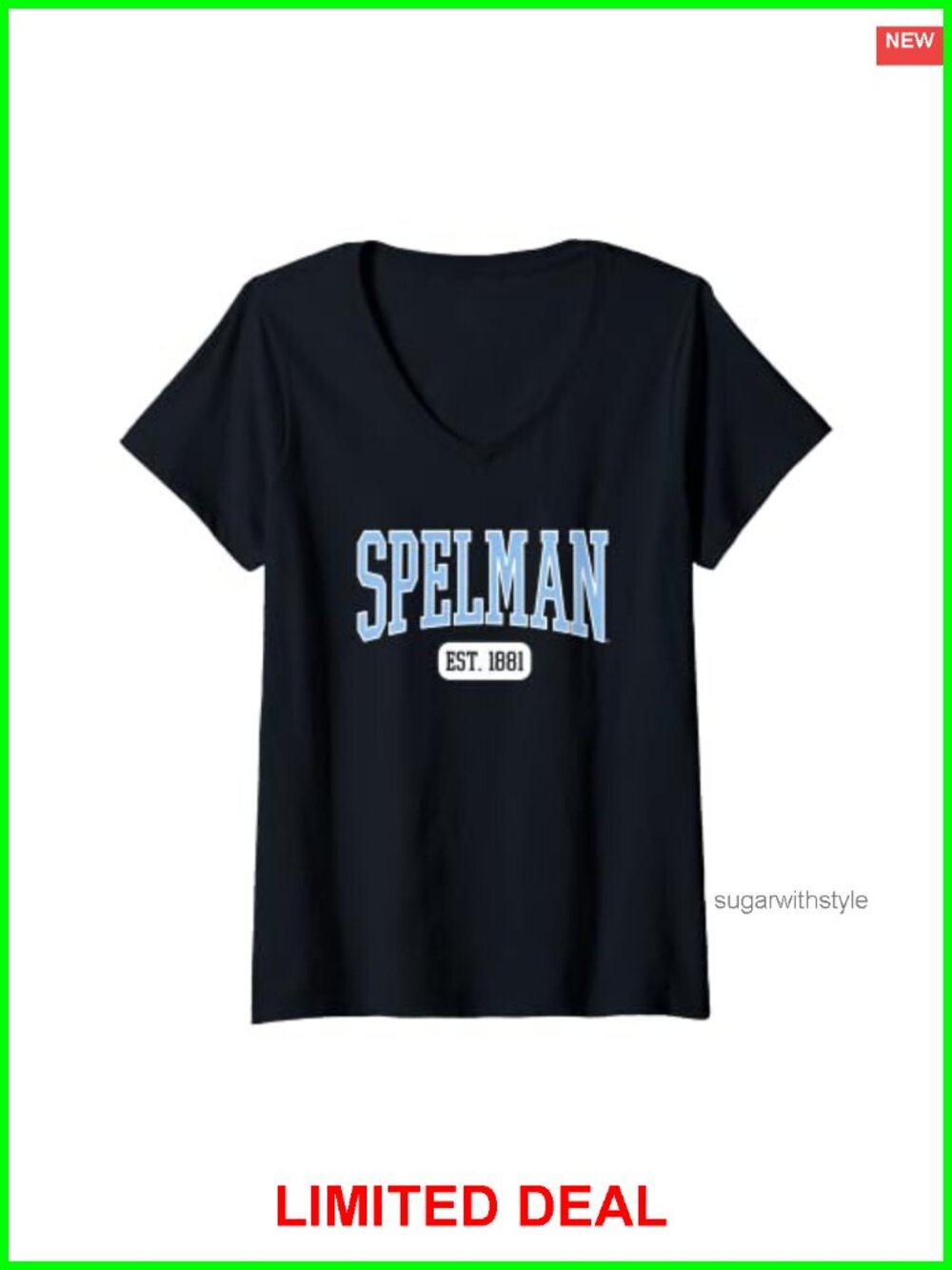 Spelman College Jaguars V-Neck T-Shirt Classic Fit Lightweight